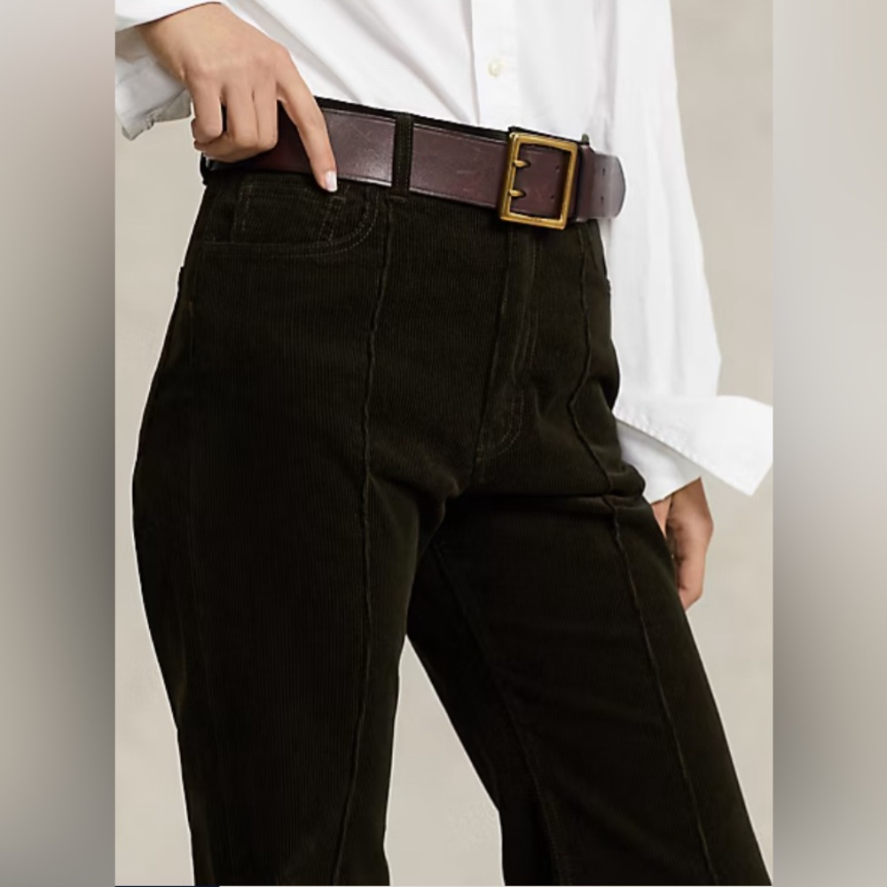 Polo Ralph Lauren Pintucked Corduroy Flare Pant color: Olive - Picture 2 of 8